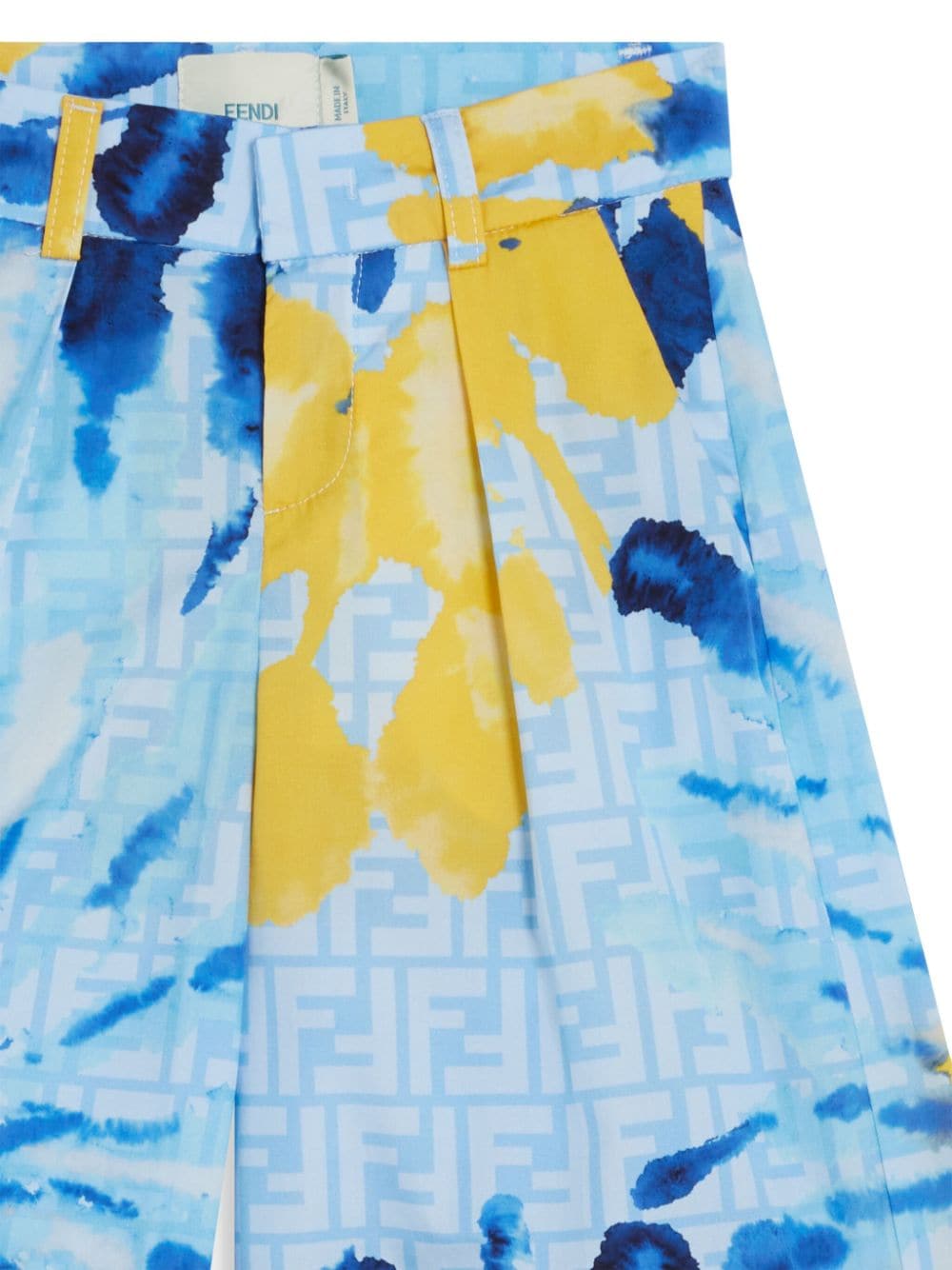 Shop Fendi Tie-dye Print Cotton Shorts In Blue