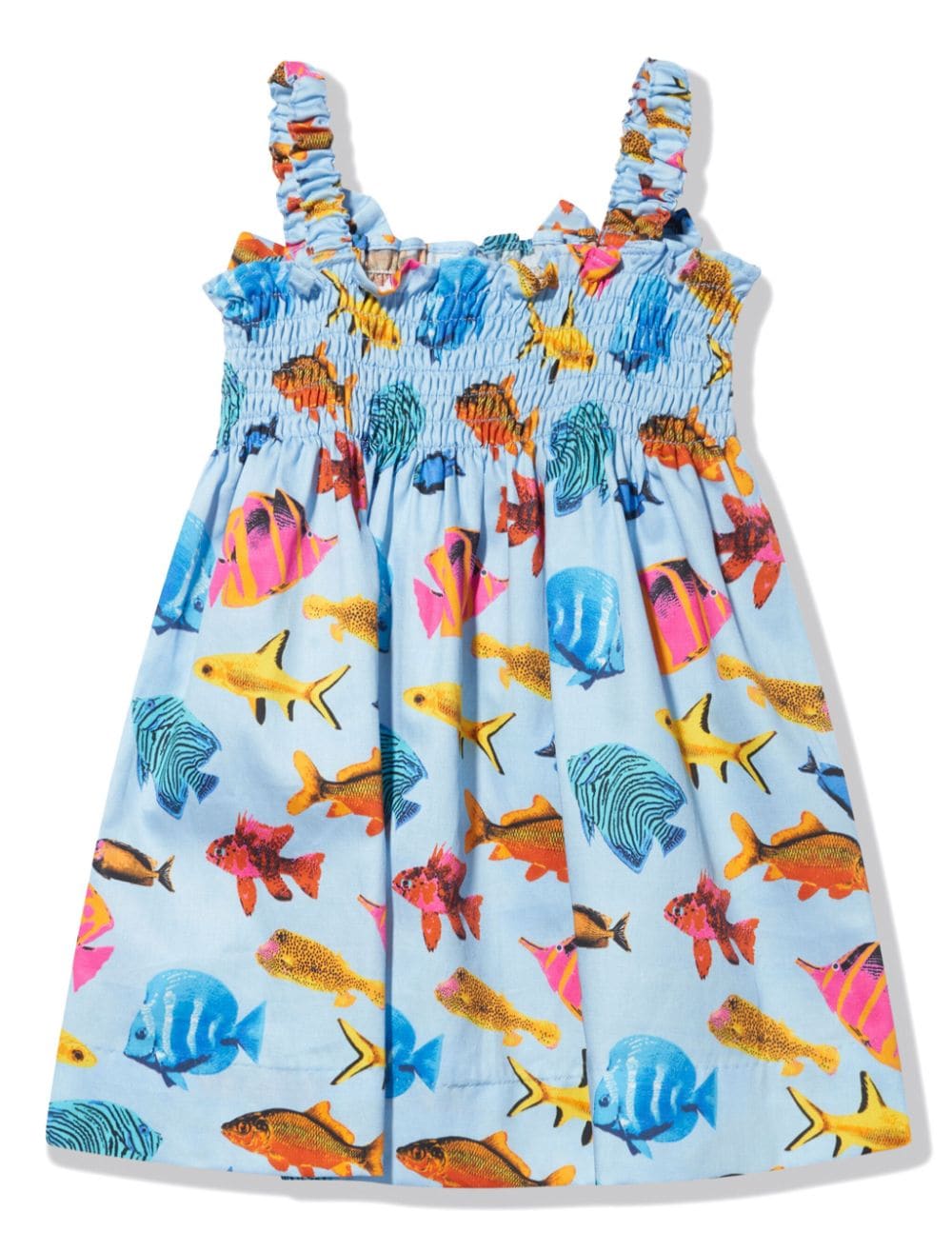 Shop Rachel Riley Tropical Fish-print Cotton Dress In Blue