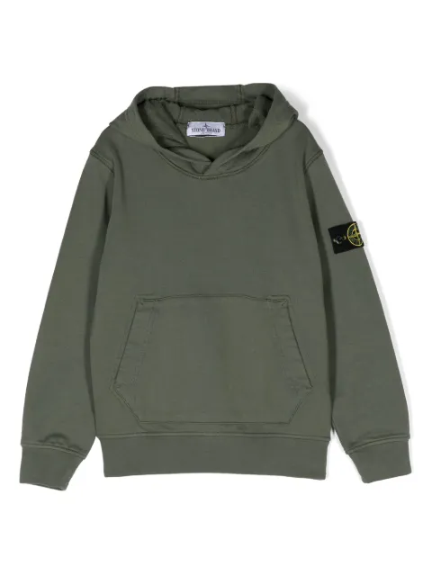 Stone Island Junior Compass-badge cotton hoodie
