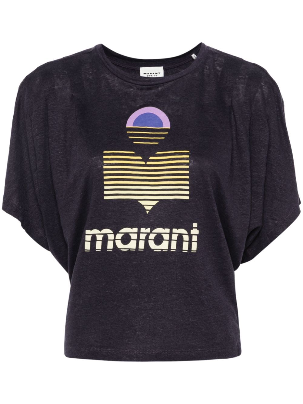 Marant Etoile Kyanza Linen T-shirt In Faded Night