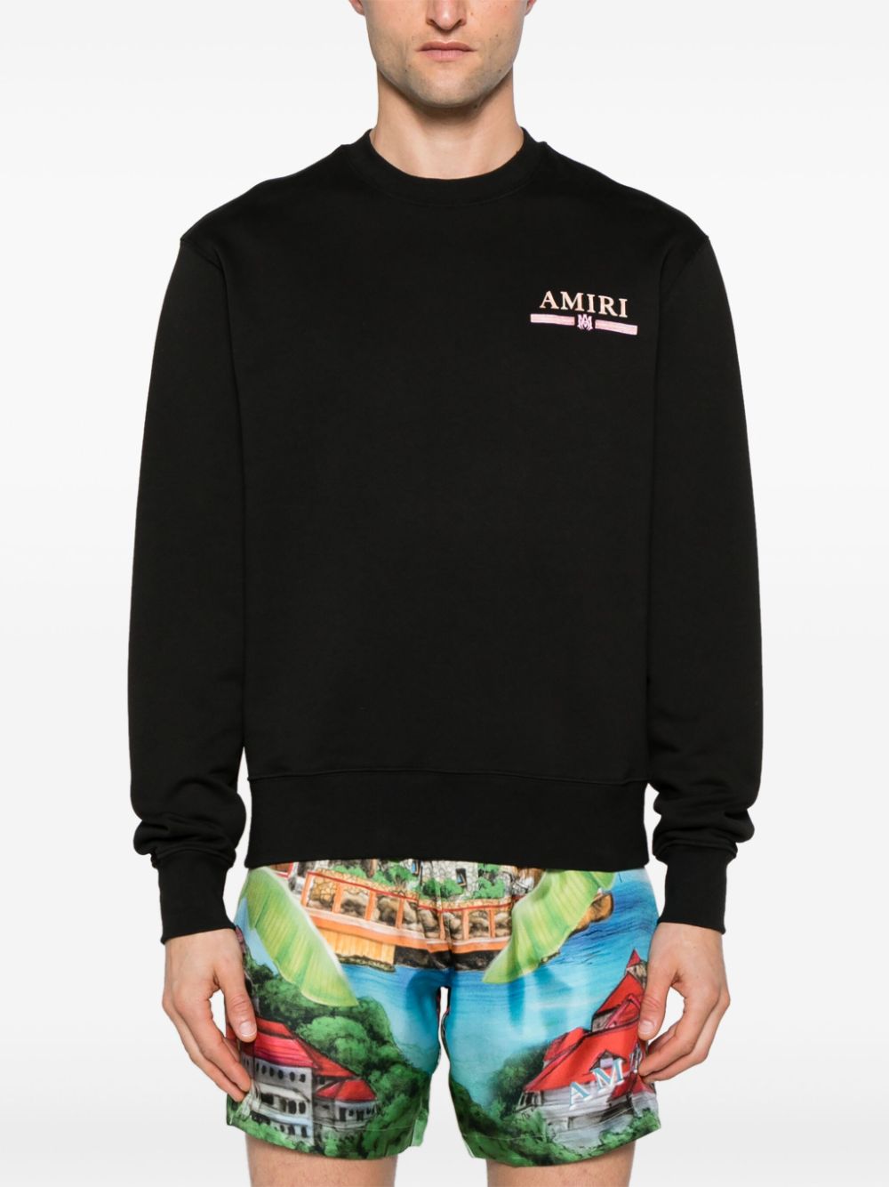 Shop Amiri Watercolor Bar Cotton Sweatshirt In Black