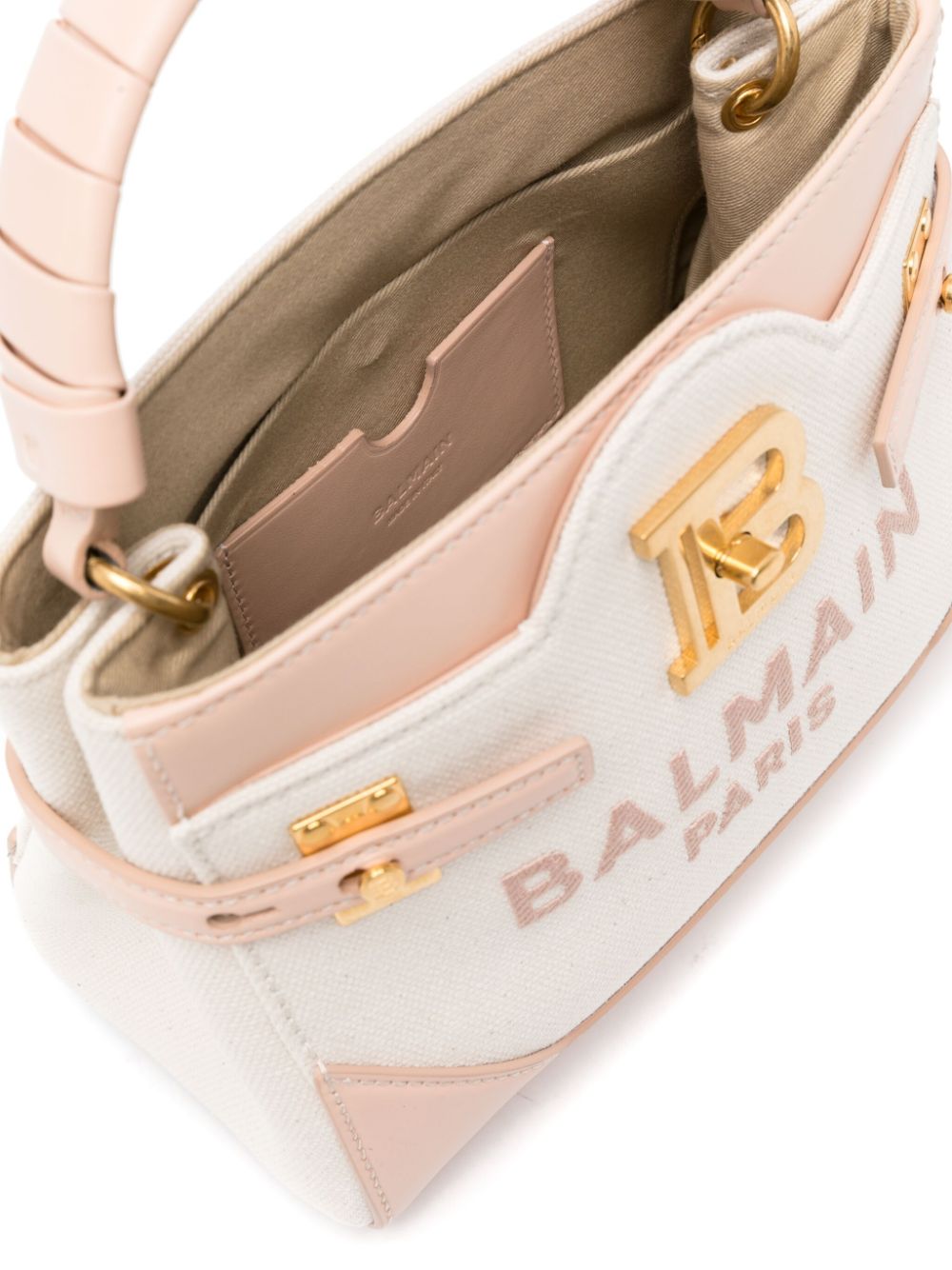 Shop Balmain B-buzz 22 Canvas Tote Bag In Neutrals