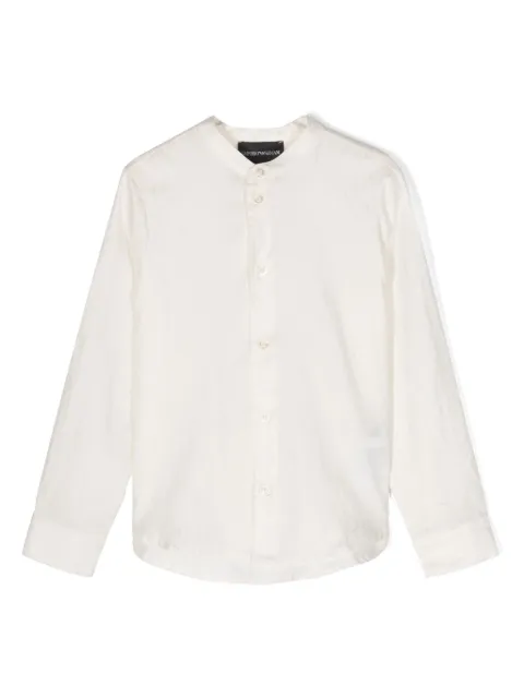 Emporio Armani Kids logo-jacquard band-collar shirt