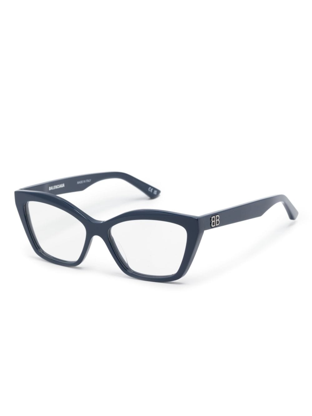 Shop Balenciaga Logo-lettering Cat-eye Glasses In 蓝色