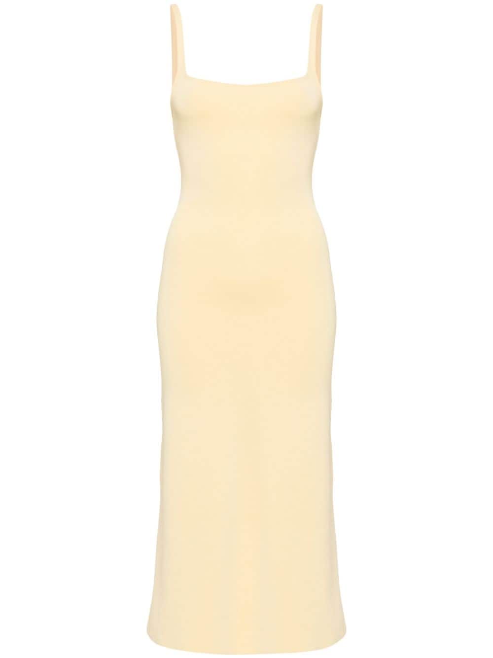 STAUD Midi-jurk met vierkante hals Geel