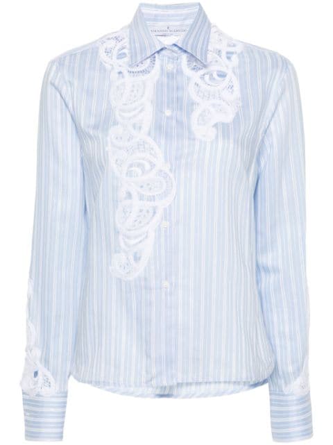 Ermanno Scervino macramé-lace striped cotton shirt