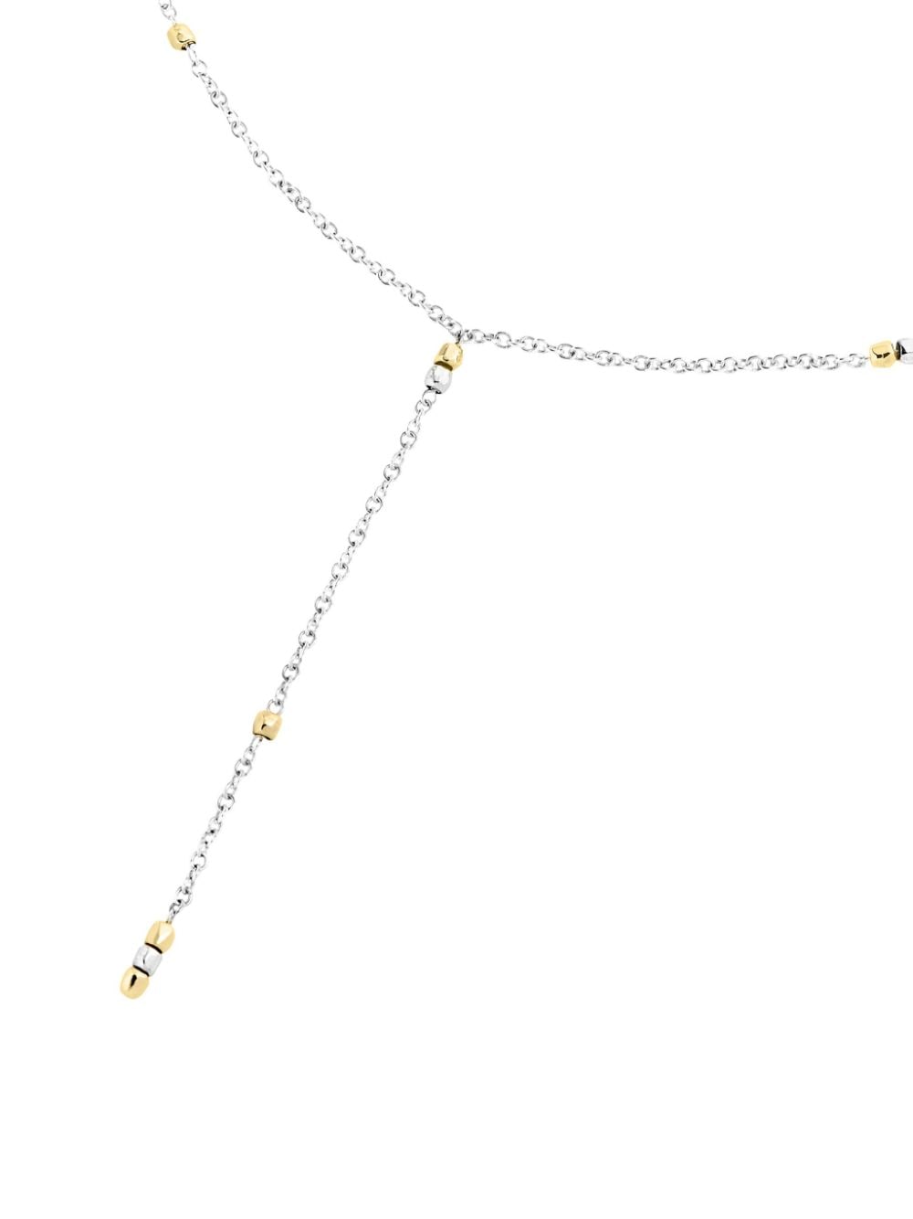 Shop Dodo 18kt Yellow Gold Mini Granelli Lariat Necklace In Silver
