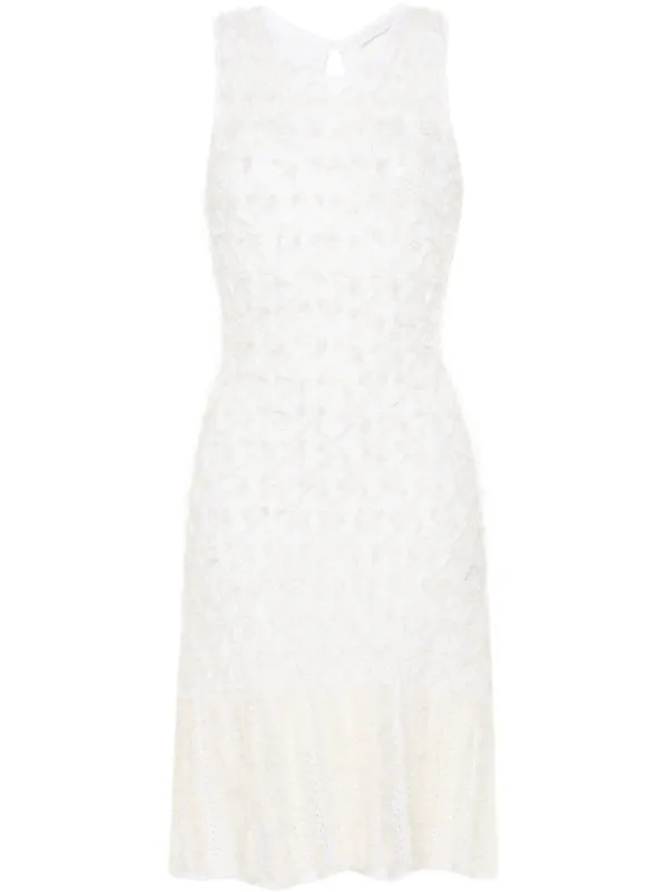 Chloé Frayed Mini Dress in Neutrals