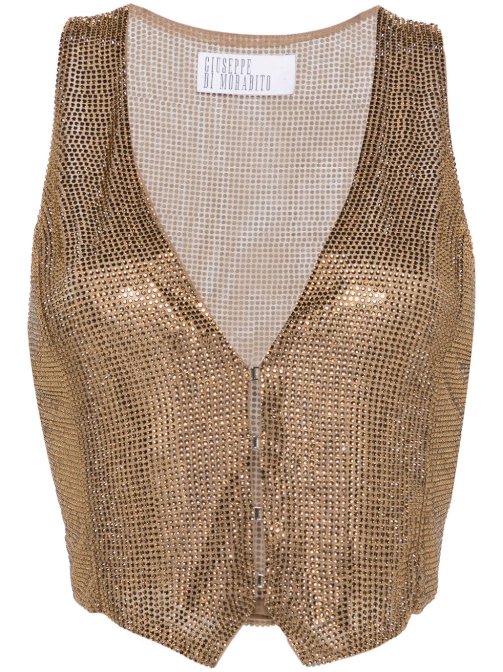 Giuseppe Di Morabito Crystal-embellished Cropped Gilet In Gold