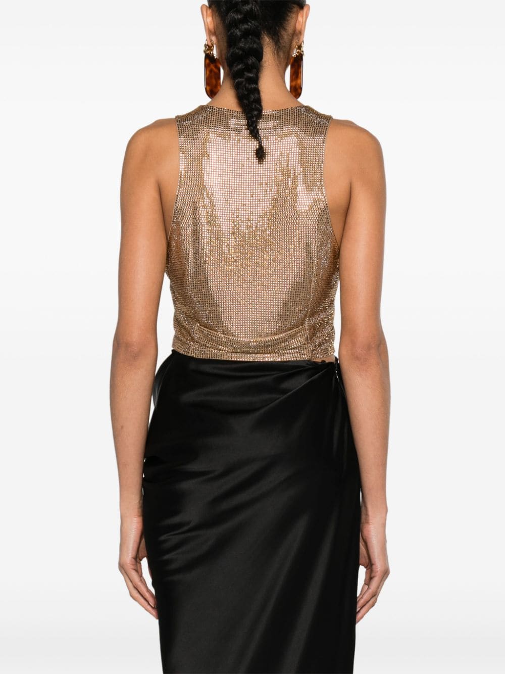 Shop Giuseppe Di Morabito Crystal-embellished Cropped Gilet In Gold