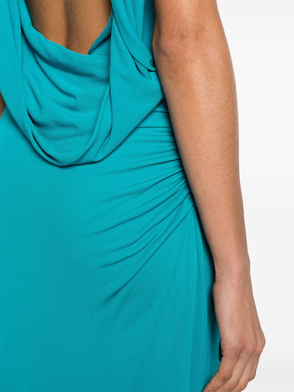 Shop Alberta Ferretti Cowl-effect Open-back Gown In Blue