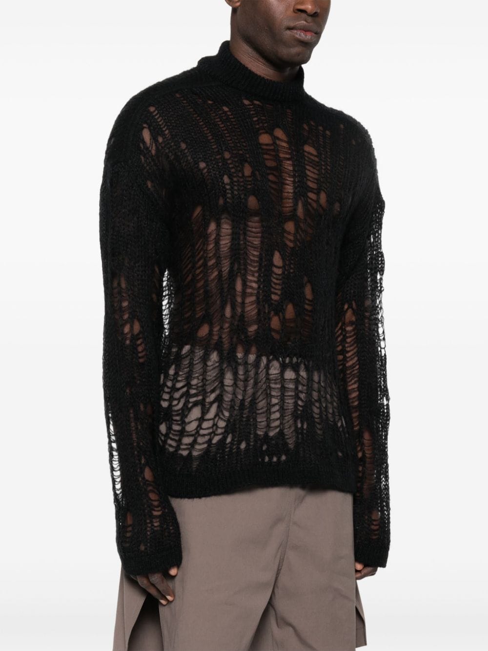 Shop Rick Owens Tommy Lupetto Open-knit Jumper In Black