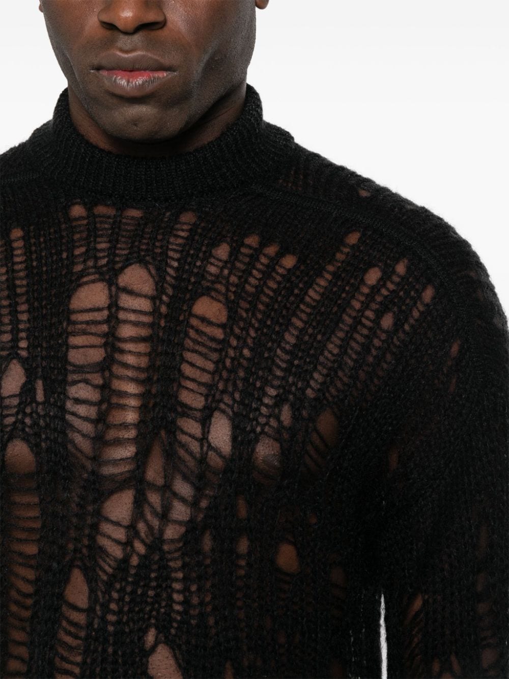 Shop Rick Owens Tommy Lupetto Open-knit Jumper In Black