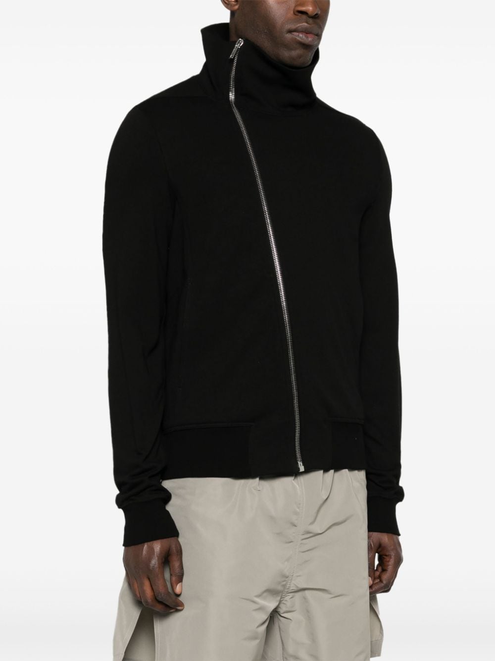 Shop Rick Owens Off-centre-fastening Zipped Sweatshirt In Black