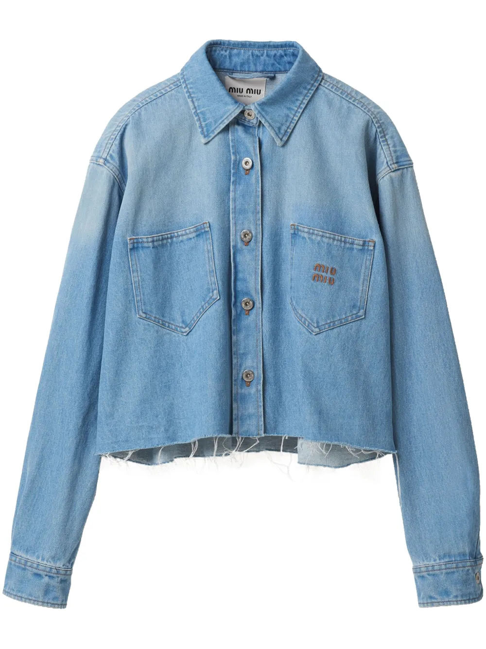 Image 1 of Miu Miu logo-embroidered denim jacket