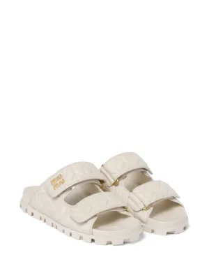 【関税&送料込】Miu Miu Flip-Flops Miu Miu Calzature Donna Womens Leather Flip Flop Pool Slides