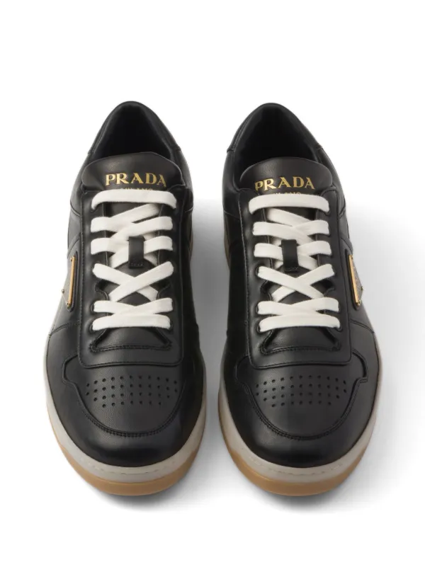 Prada Downtown Leather Sneakers | Black | FARFETCH