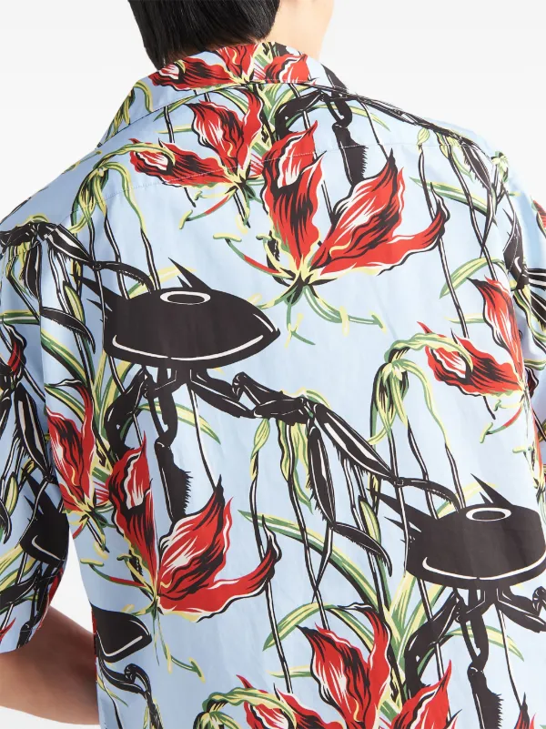 Prada UFO-print Cotton Shirt | Blue | FARFETCH UK