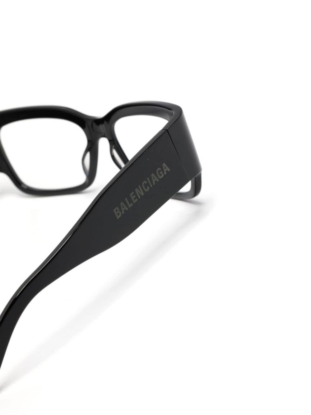 Shop Balenciaga Logo-engraved Square-frame Glasses In 黑色