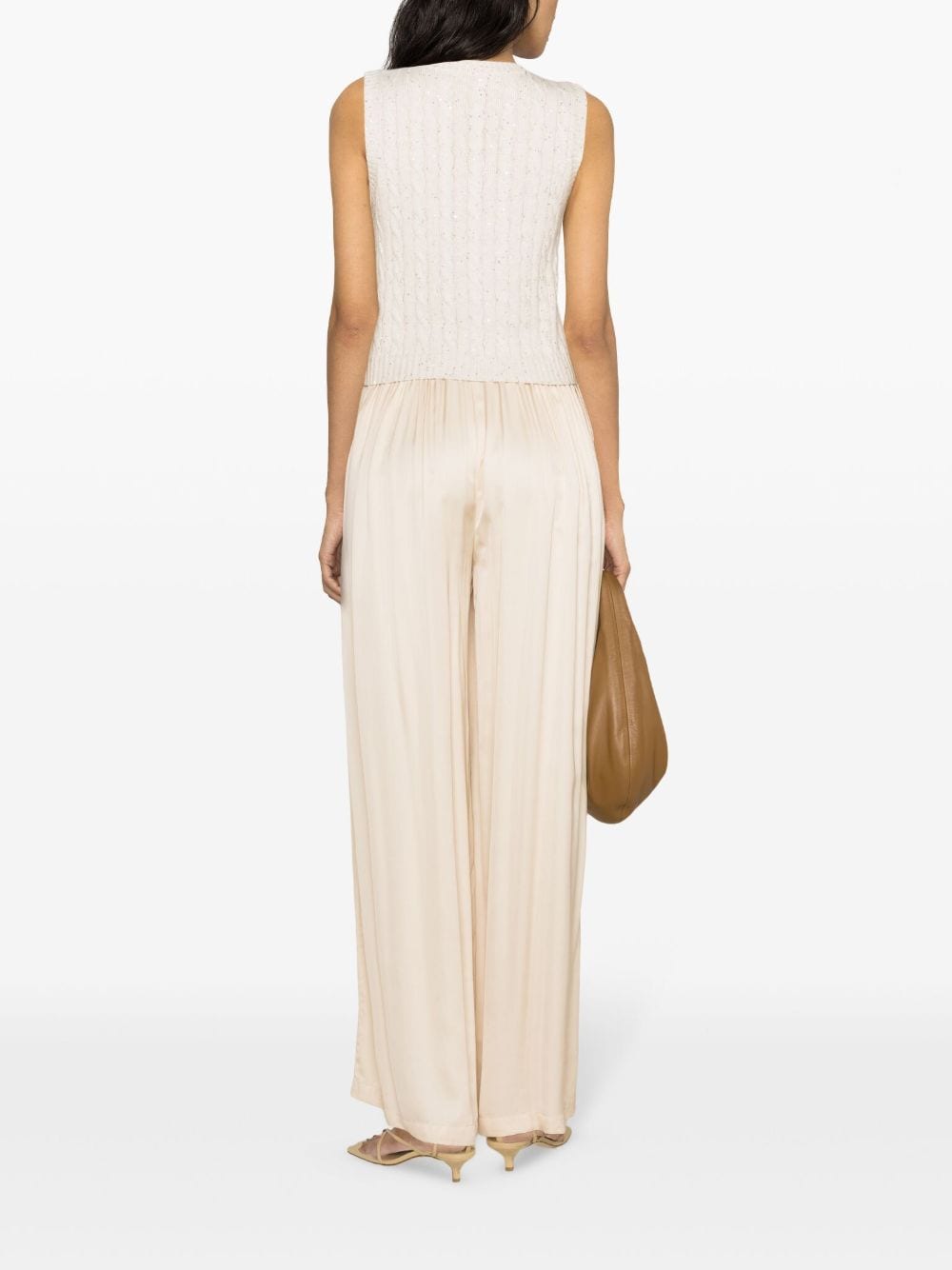 Shop Brunello Cucinelli Sequin-embellished Knitted Tank Top In Neutrals