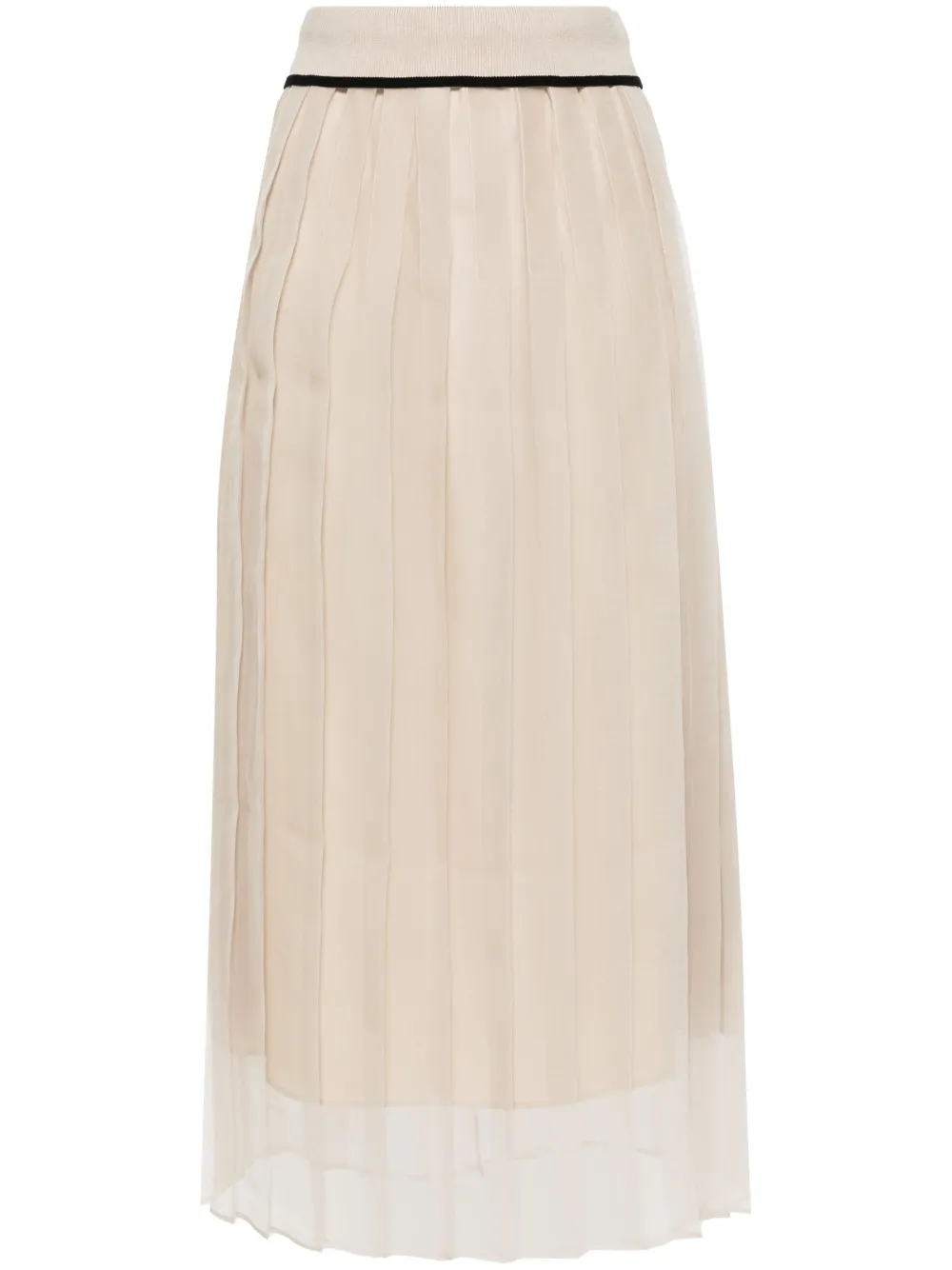 Brunello Cucinelli High-waisted Silk Skirt In Neutrals