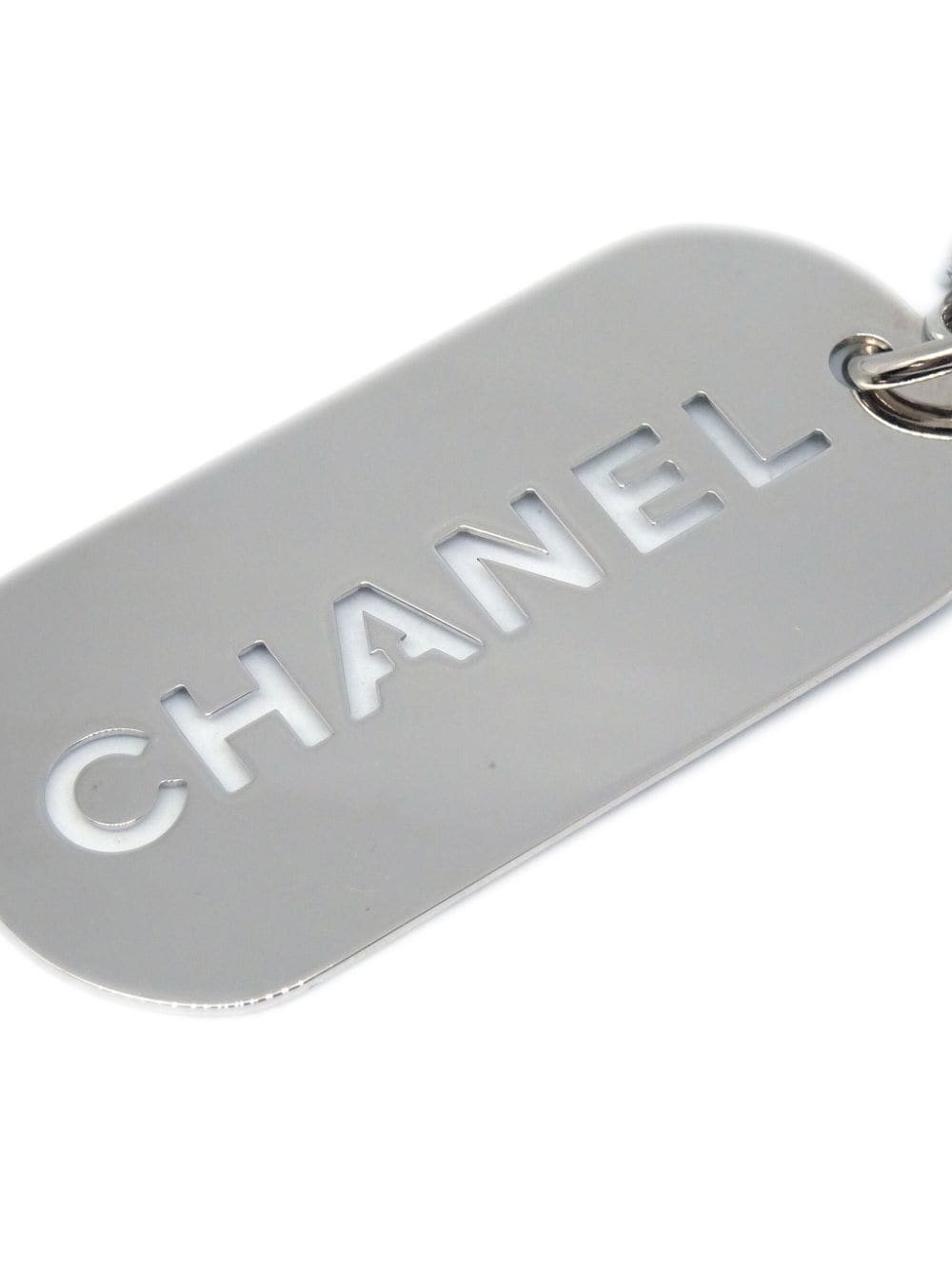 Pre-owned Chanel 2005 Dog Tag Bag Charm In Silver