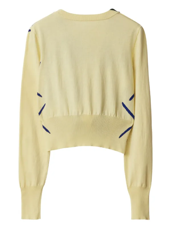 Burberry argyle-intarsia Cropped Cotton Jumper | Yellow