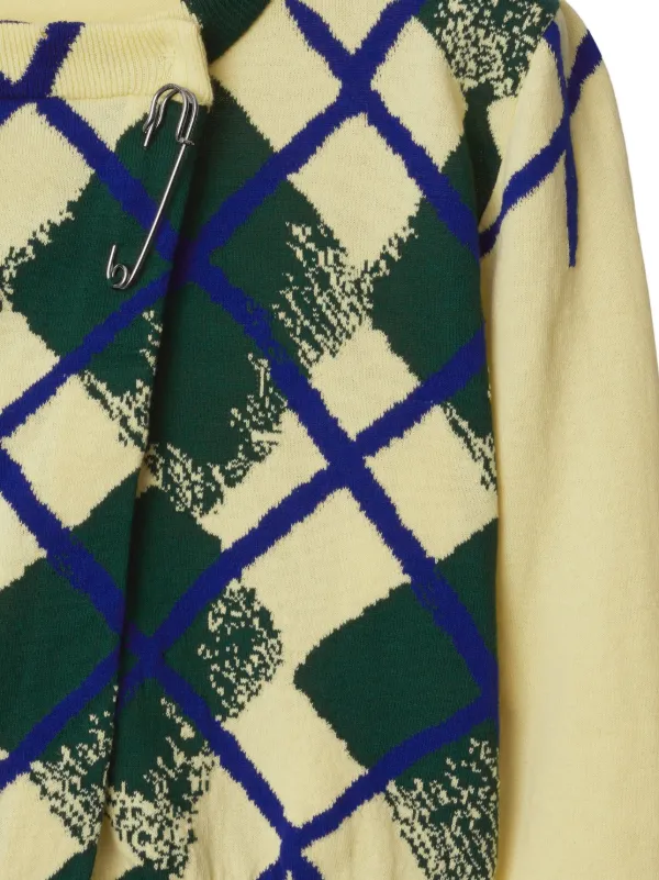 Burberry argyle-intarsia Cropped Cotton Jumper | Yellow