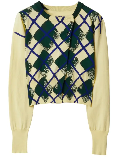 Burberry argyle-intarsia cropped cotton jumper