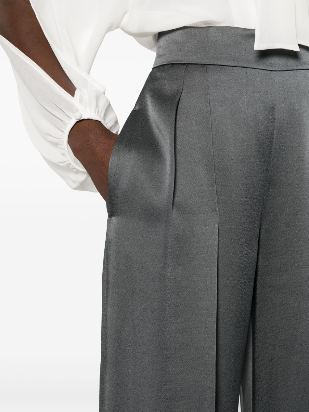Shop Max Mara Verve Wide-leg Trousers In Grau