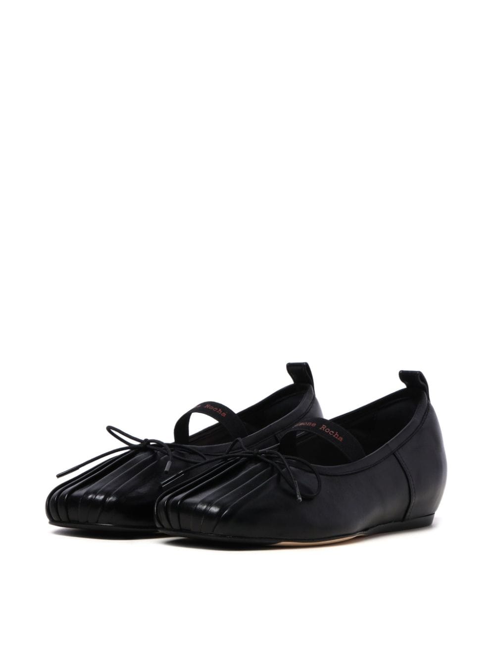 Shop Simone Rocha Logo-strap Leather Ballerina Shoes In 黑色