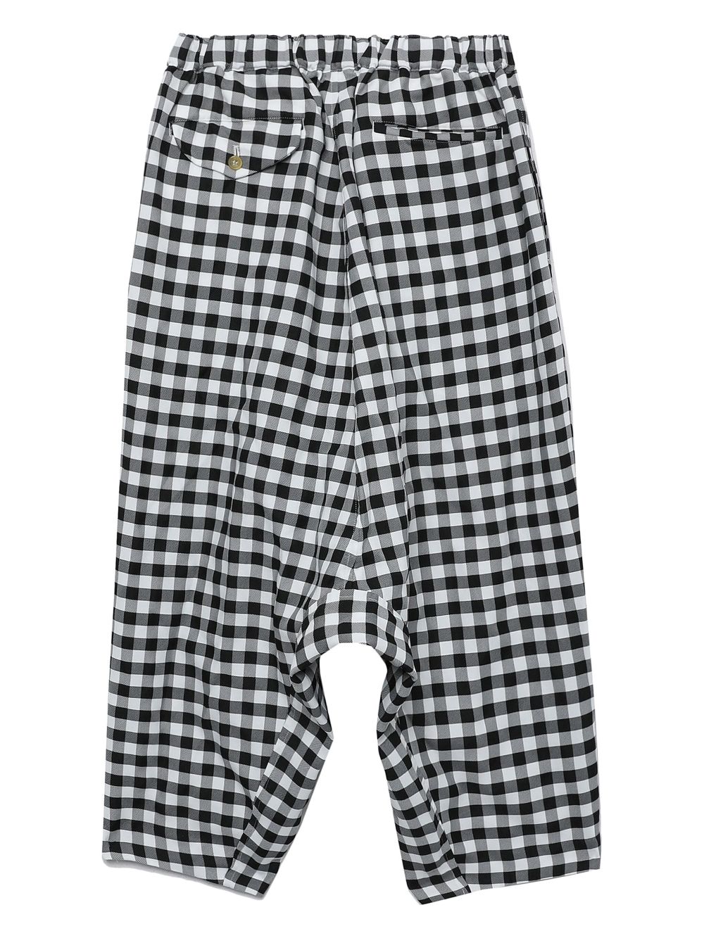 Black Comme Des Garcons gingham-print drop-crotch trousers Men