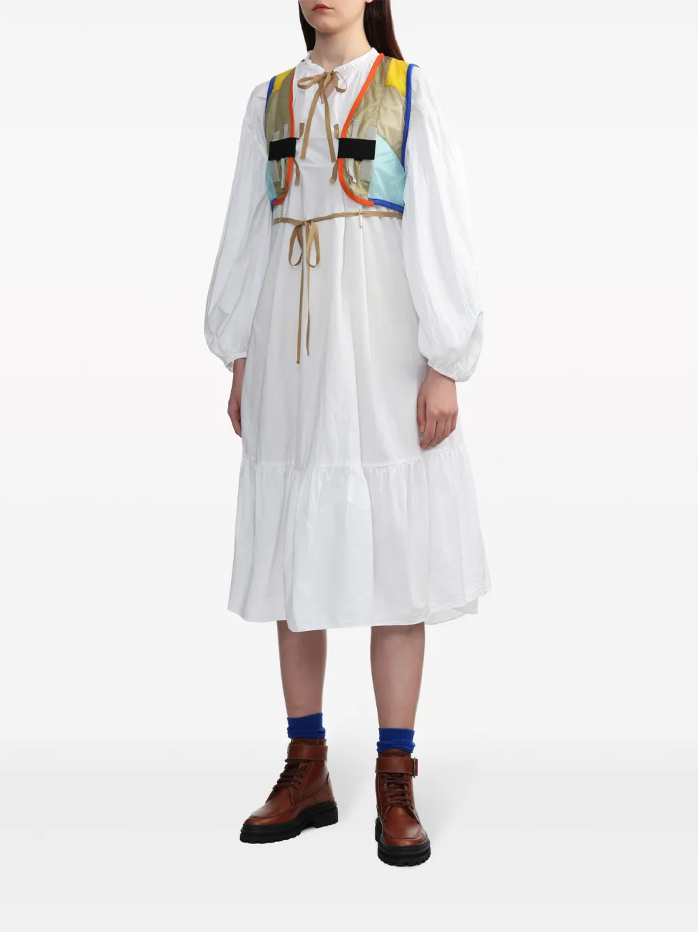 Kolor Gelaagde midi-jurk Wit