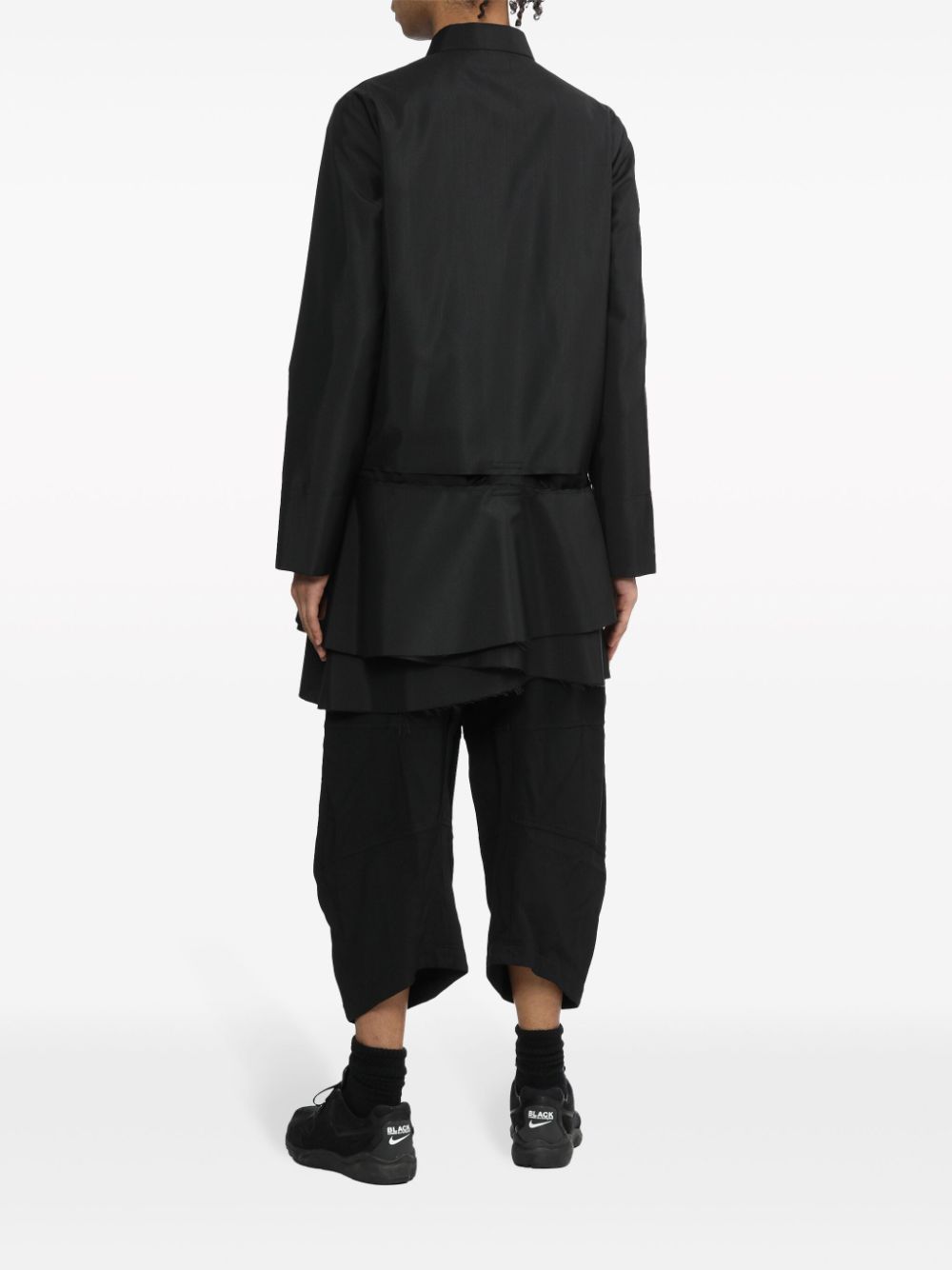 Shop Black Comme Des Garçons Cut-out Wool-blend Coat In Black
