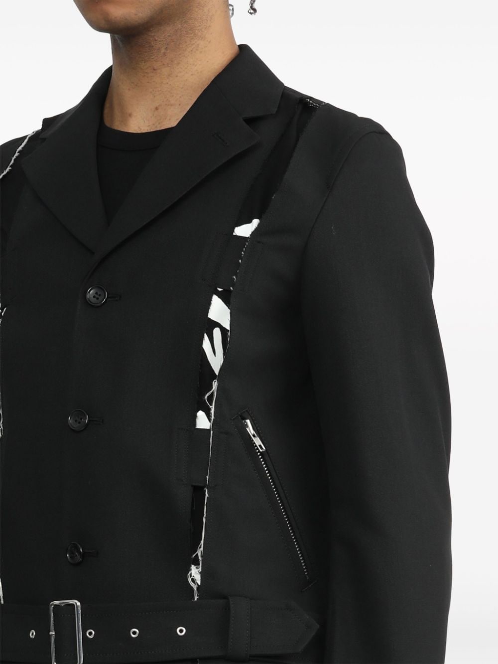 Shop Black Comme Des Garçons Cut-out Detailed Biker Jacket In Black