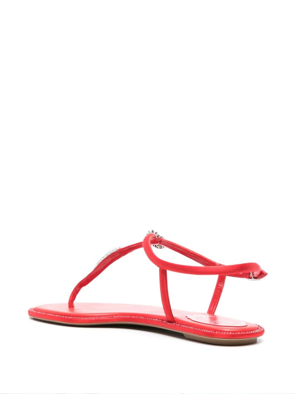 Shop René Caovilla Katy Crystal-embellished Sandals In 红色