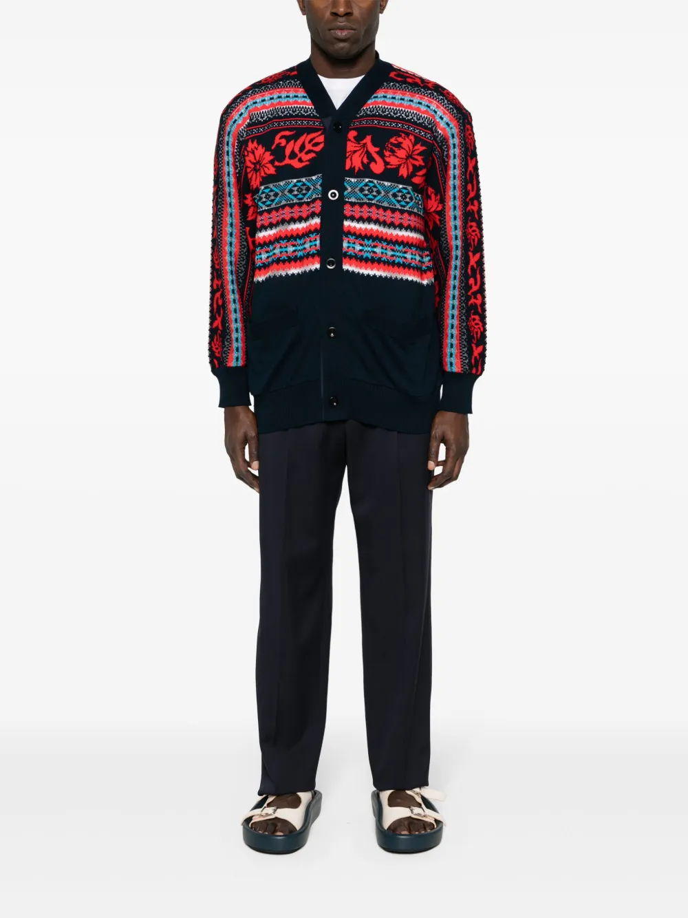 sacai Intarsia vest - Blauw