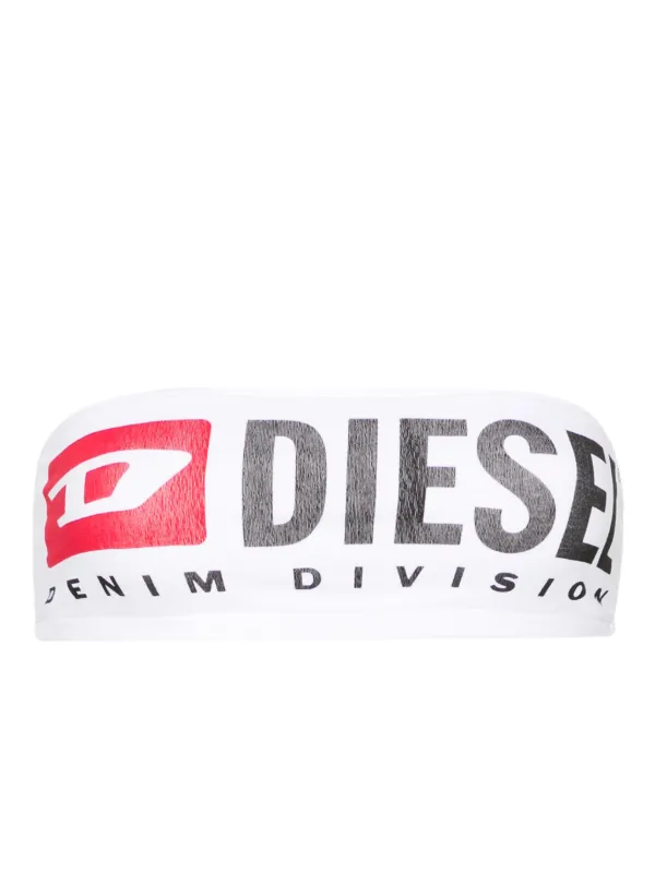 DIESEL>>Ufsb-Melanie ストラップレス クロップド ブラ Women's Strapless bra with maxi logo | White | Diesel