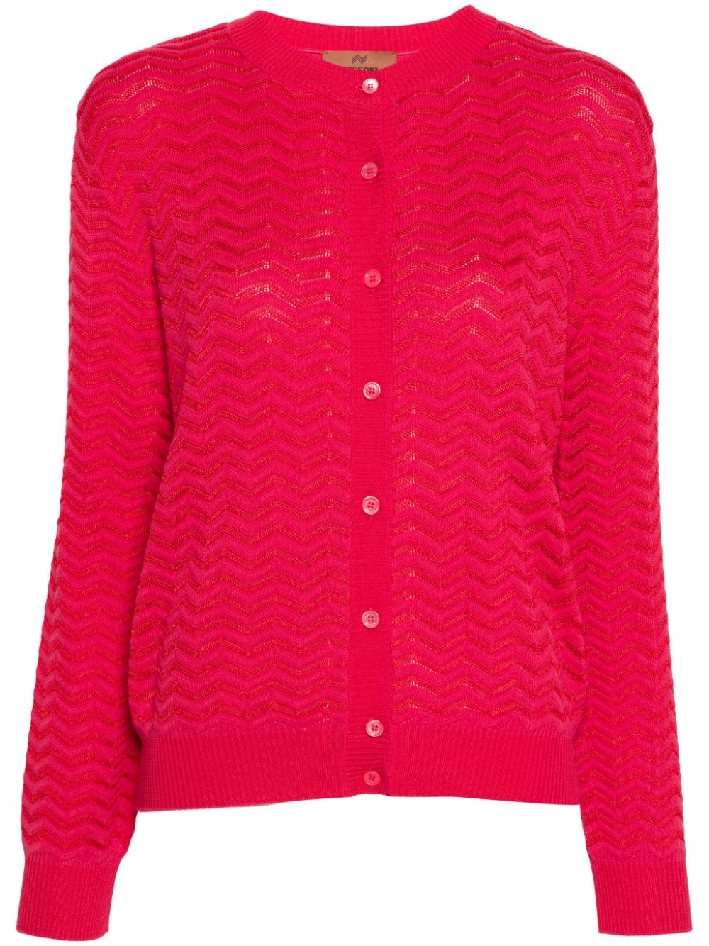 Shop Missoni Zigzag Crochet-knit Cardigan In Pink