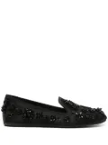Miu Miu floral-motif satin ballerina shoes - Black