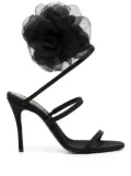 Magda Butrym Spiral organza-flower sandals - Black