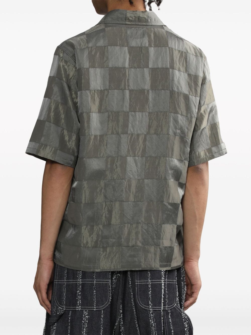 Shop Needles Crinkled Checkerboard Shirt In Grey