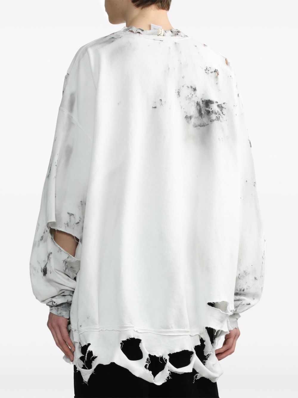 Shop Westfall Tie-dye Distressed Cotton Sweatshirt In Weiss