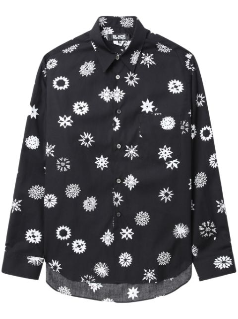 Black Comme Des Garcons graphic-print cotton shirt Men