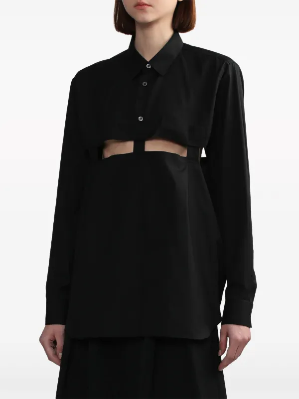 Black Comme Des Garçons cut-out Cotton Shirt | Black | FARFETCH
