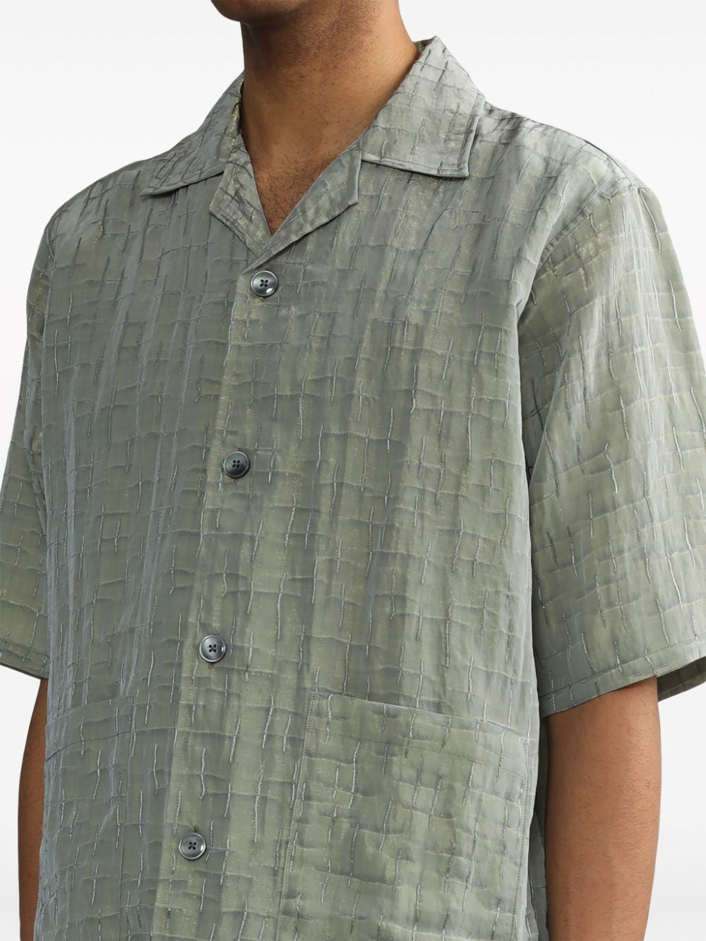 Shop Needles Cross-pattern Short-sleeve Shirt In Grey