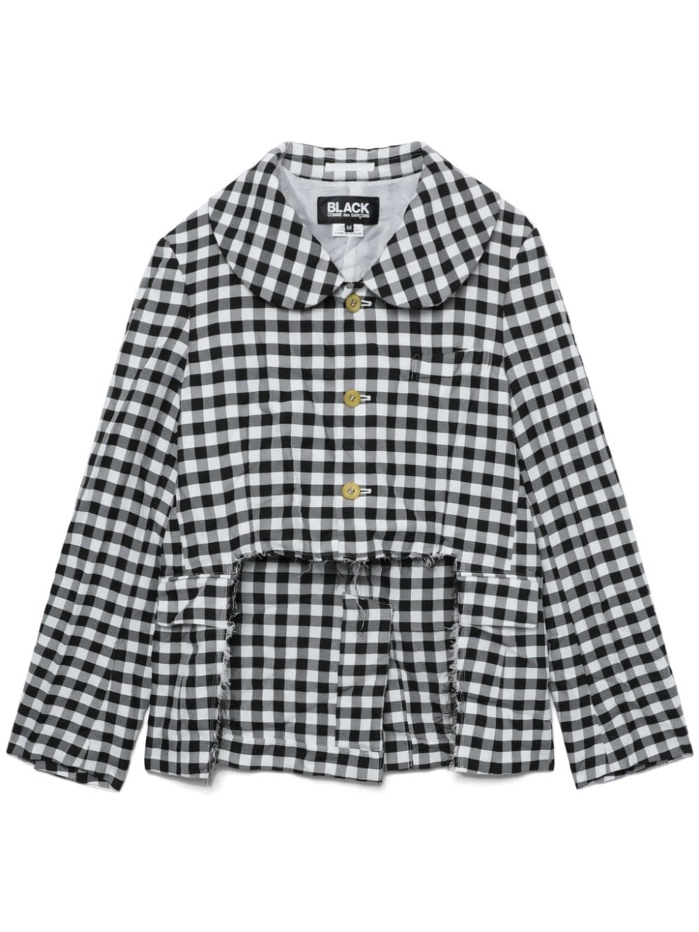 Black Comme Des Garçons Cut-out Gingham Check Jacket In Weiss