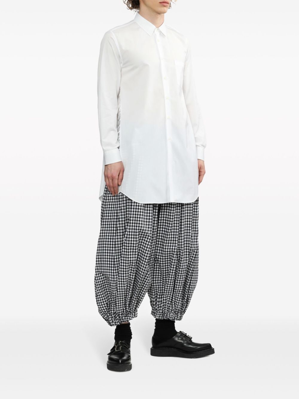 Shop Black Comme Des Garçons Gingham-print Wide-leg Trousers In Schwarz
