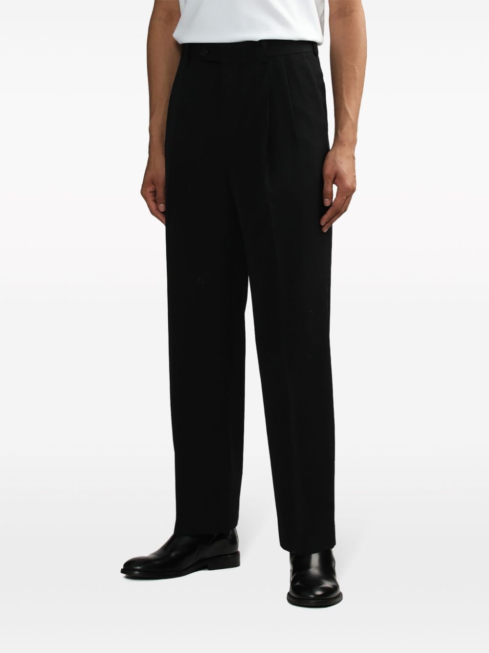 Shop Auralee Wool Straight-leg Trousers In Black