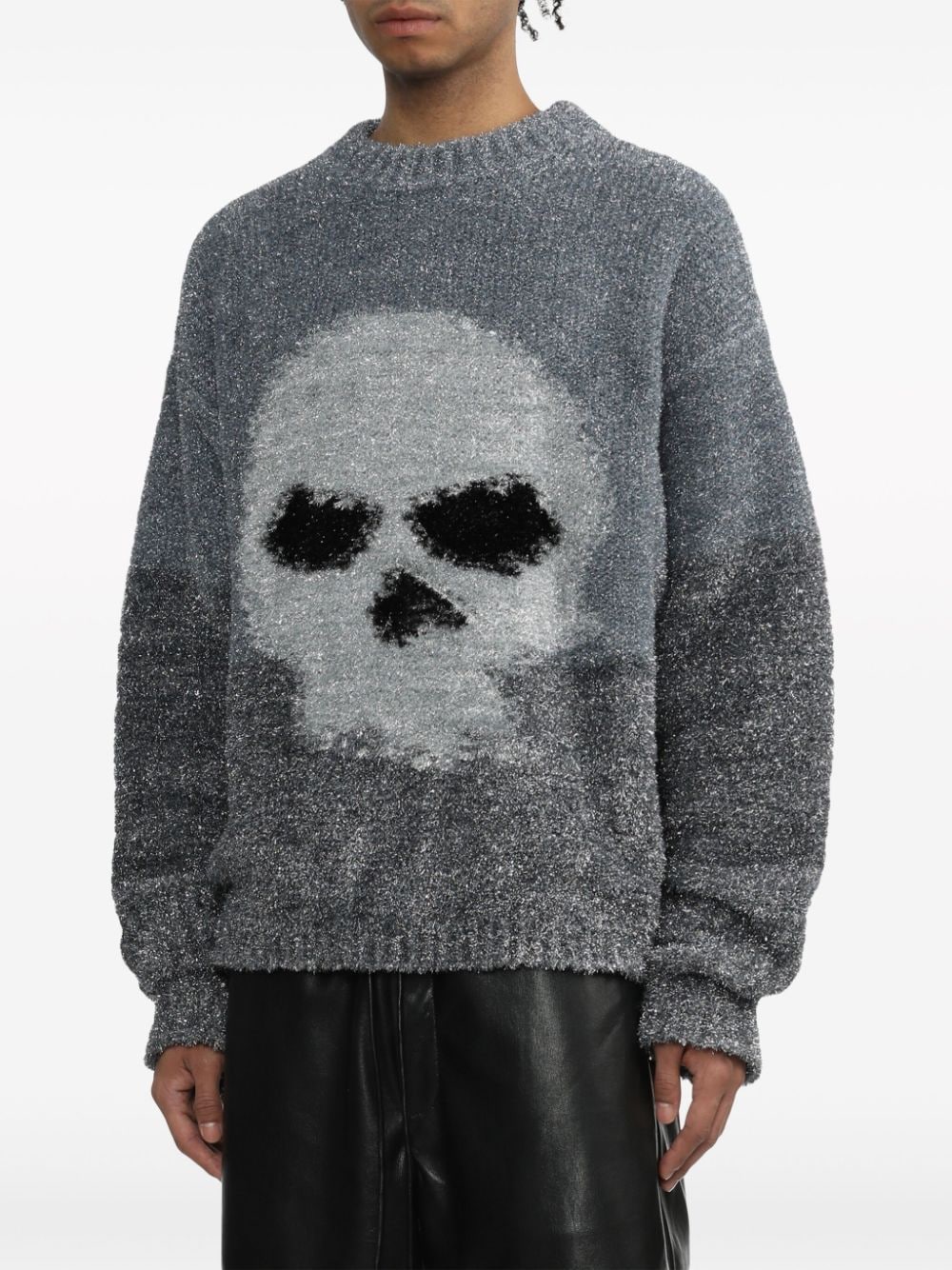 Shop Erl Intarsia-knit Jumper In Grey